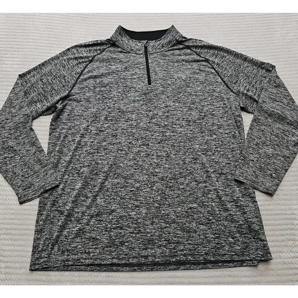 Under Armour Shirt Mens 2X Heathered Gray Pullover Quarter Zip Fitness Active